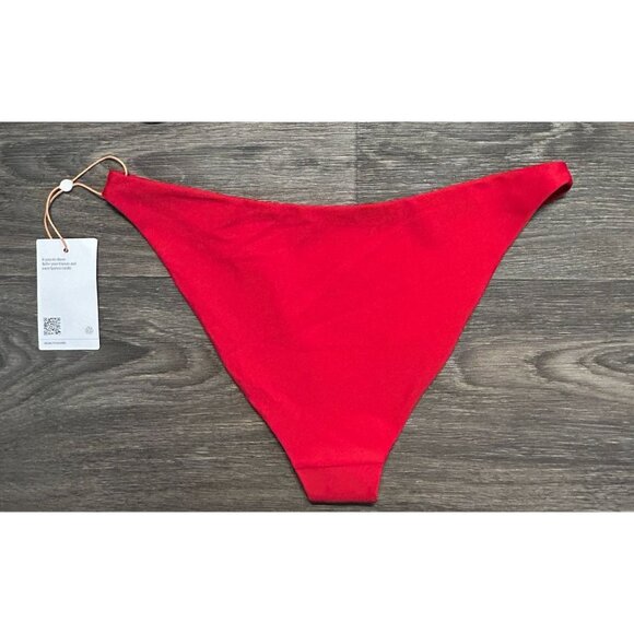 NWT Quince Small Italian V Neck Bikini Low Rise Bikini Bottom Cherry Red - Picture 8 of 8